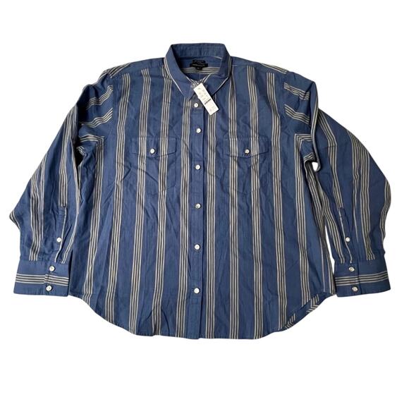 J.Crew Striped Cotton Voile Western Button Down Shirt Blue NWT 14 - Picture 4 of 7